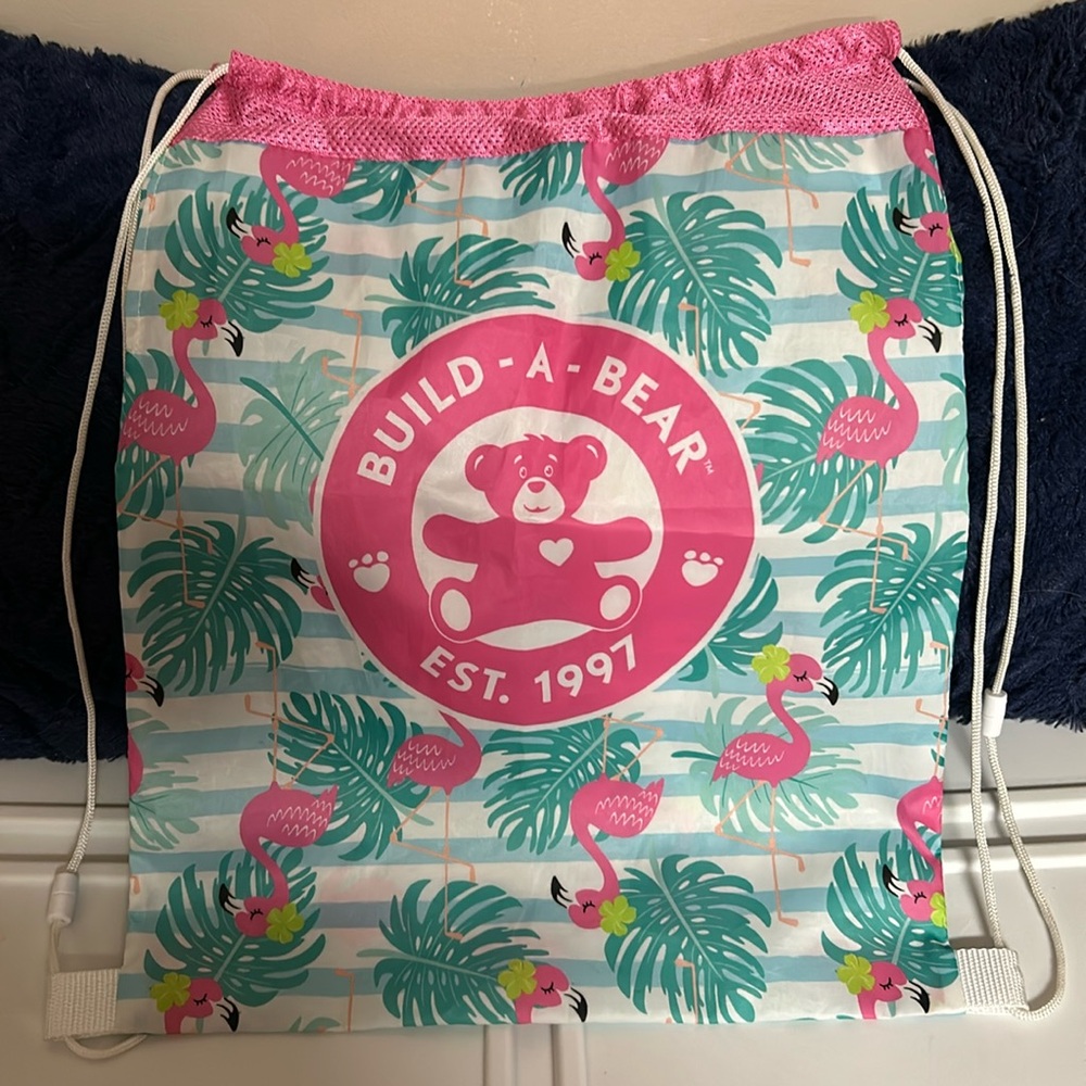 Build A Bear Workshop Flamingo Tropical Print Beach Cinch Bag